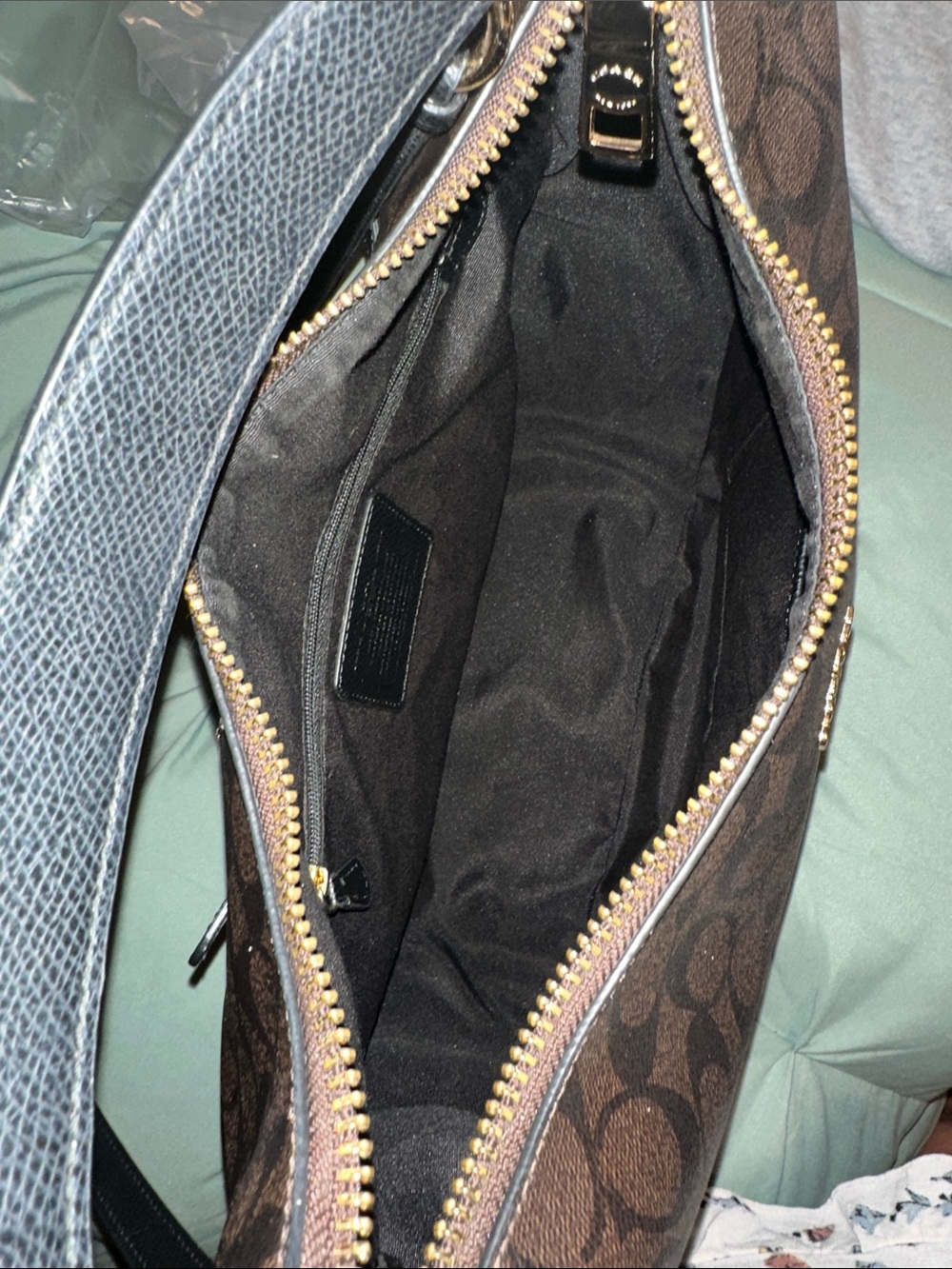 Coach Dark Brown Signature Hobo with Gold Accent - Picture 4 of 8